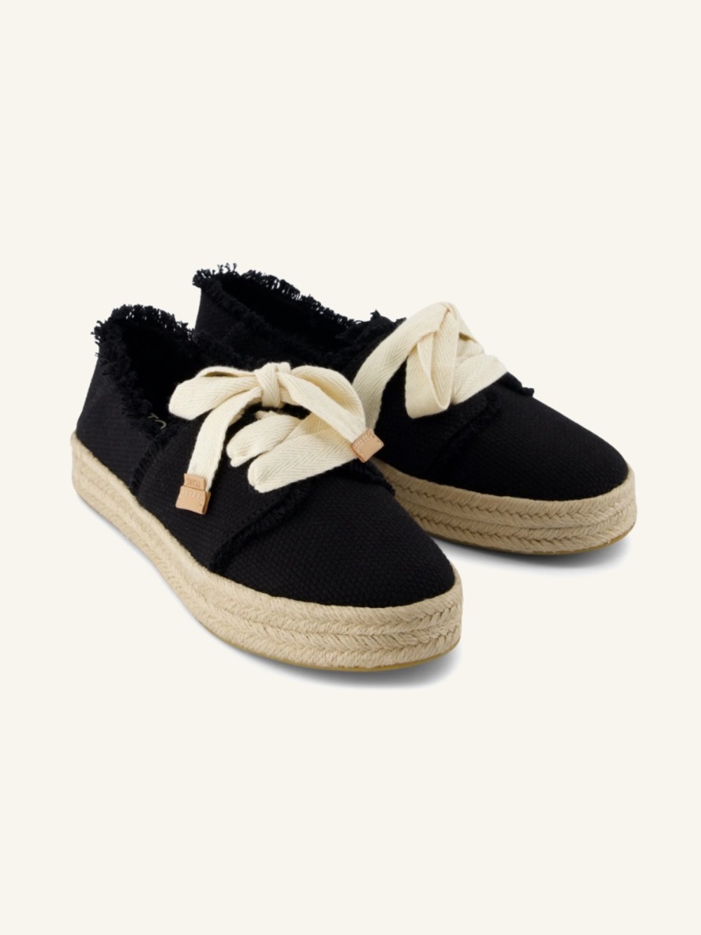 Toms Black Carolina Lace-Up Espadrille Size 7.5